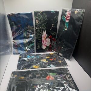 Johnny Was Silk Floral and Butterfly Print Face Masks Five Pcs